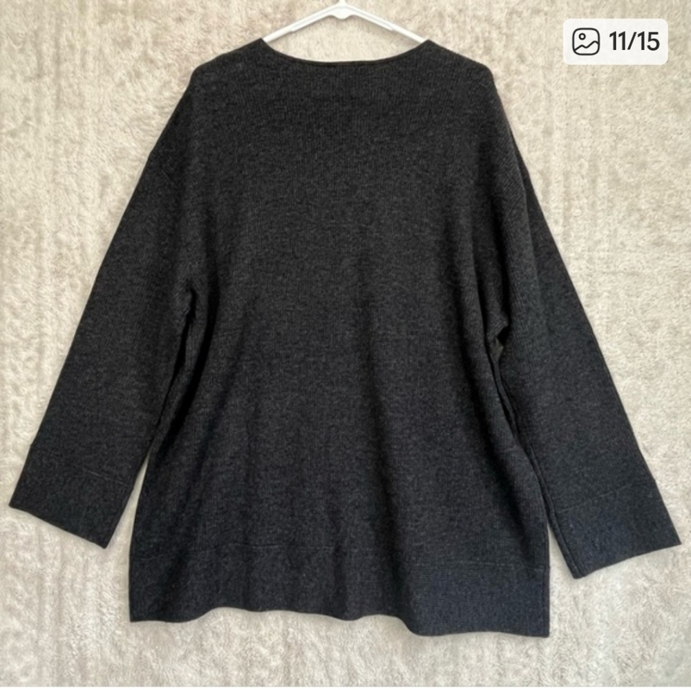 J. Jill V-Neck Charcoal Gray Wool Cashmere Sweater XL - Picture 5 of 8
